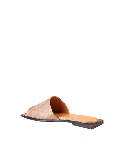 Shop Ganni Square Toe Flat Sandals In Beige