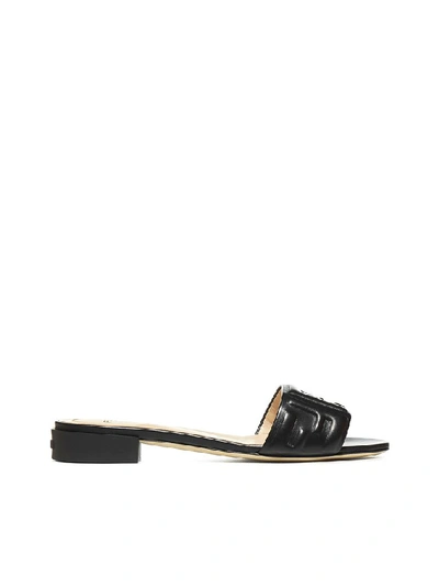 Shop Fendi Logo Slide Sandals In Black