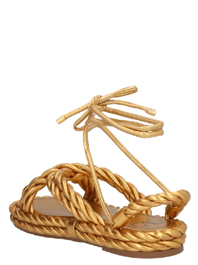 Shop Valentino Garavani Rope Sandals In Gold