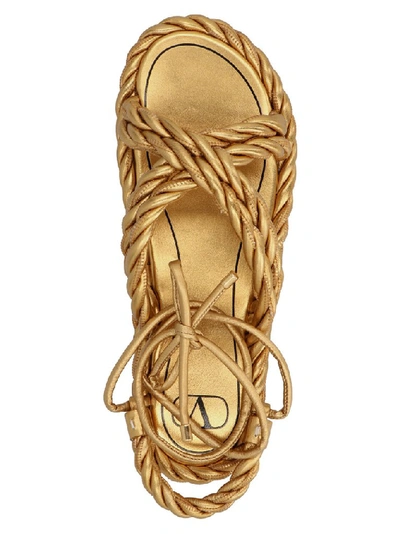 Shop Valentino Garavani Rope Sandals In Gold