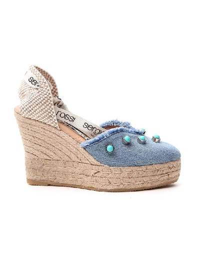 Shop Sergio Rossi X Manebí Wedged Espadilles In Blue