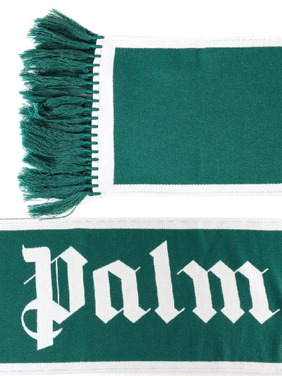 Shop Palm Angels Logo Scarf In Green