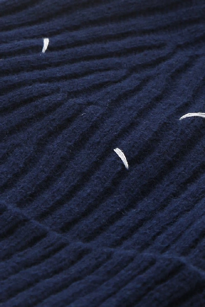 Shop Maison Margiela Ribbed Knit Beanie In Blue