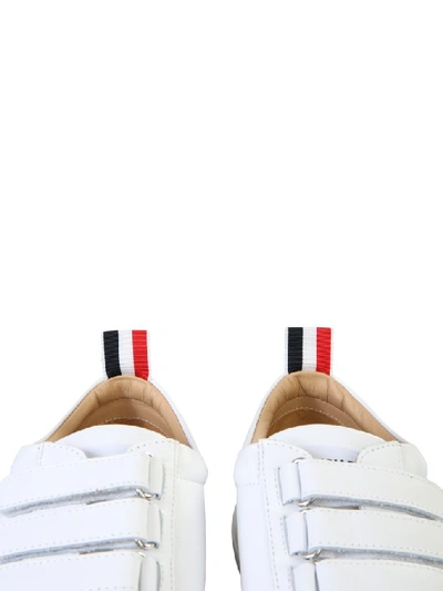 Shop Thom Browne Velcro Strap Sneakers In White