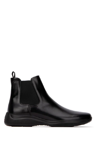 Shop Prada Logo Chelsea Ankle Boots In Black