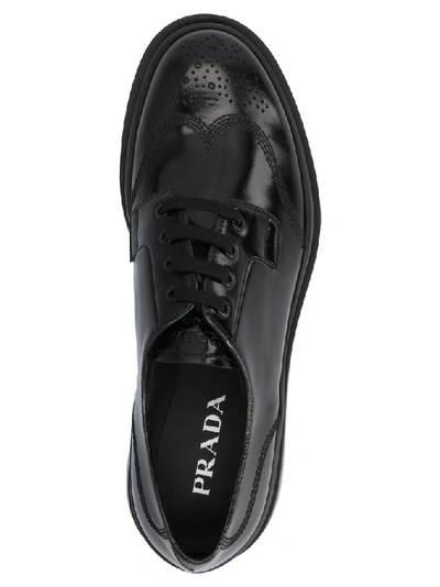 Shop Prada Derby Brogue Shoes In Black
