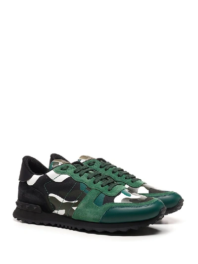 Shop Valentino Garavani Camouflage Rockrunner Sneakers In Green