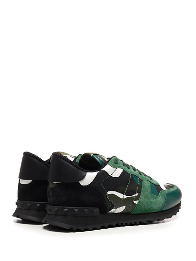 Shop Valentino Garavani Camouflage Rockrunner Sneakers In Green