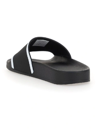Shop Thom Browne Stripe Tab Pool Sandals In Black
