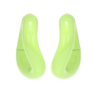 Shop Balenciaga Loop Earrings In Green