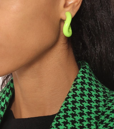 Shop Balenciaga Loop Earrings In Green