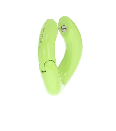 Shop Balenciaga Loop Earrings In Green