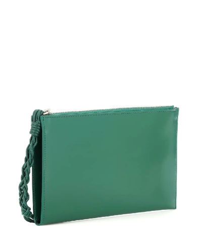 Shop Jil Sander Tangle Leather Wallet In Green
