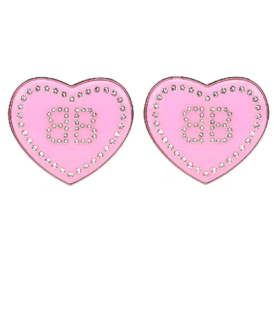 Shop Balenciaga Crush Crystal-embellished Earrings In Pink