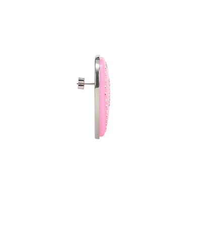 Shop Balenciaga Crush Crystal-embellished Earrings In Pink
