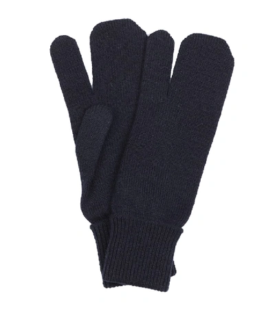 Maison Margiela Tabi Wool And Cashmere Knit Gloves In Black | ModeSens