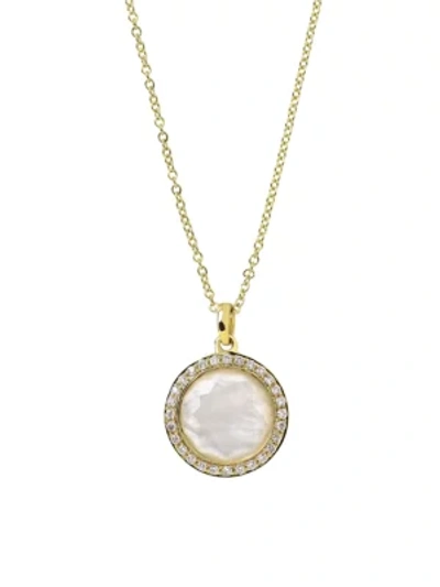 Shop Ippolita Lollipop® 18k Yellow Gold, Mother-of-pearl Doublet & Diamond Mini Pendant Necklace