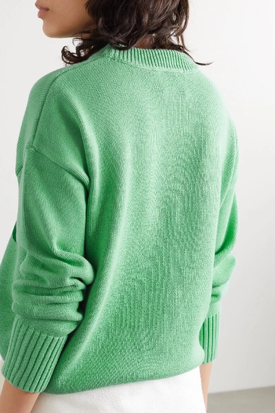Shop Casablanca Intarsia Cotton Sweater In Green