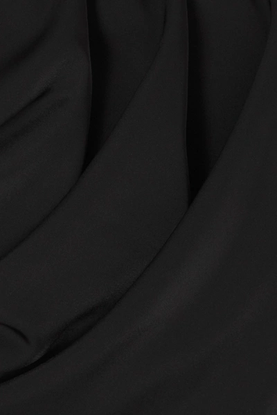 Shop A.w.a.k.e. Asymmetric Draped Pleated Chiffon And Crepe Midi Skirt In Black
