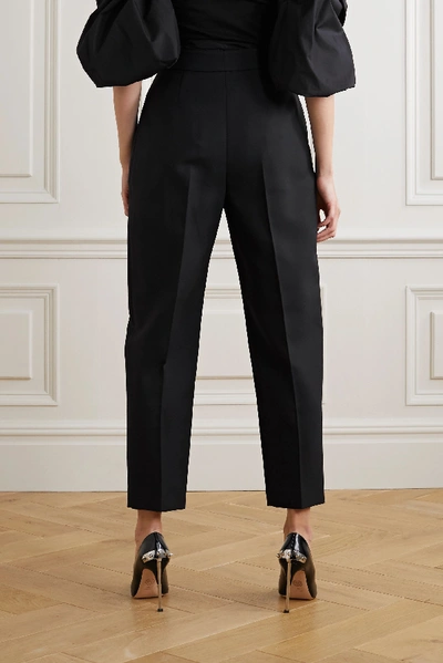Shop Alexander Mcqueen Cropped Wool-blend Tapered Pants In Black
