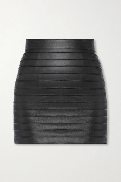 Shop Alessandra Rich Paneled Leather Mini Skirt In Black