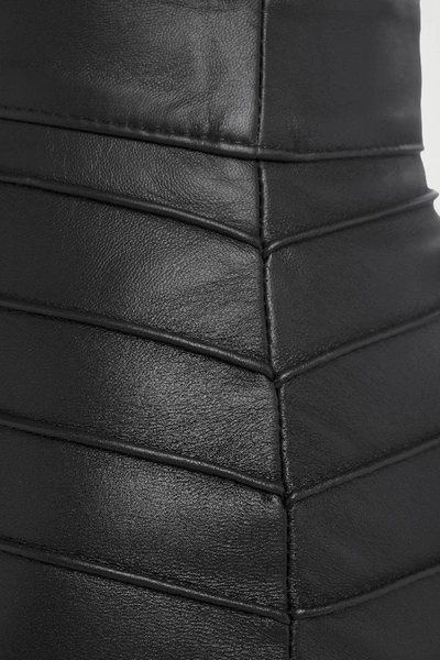 Shop Alessandra Rich Paneled Leather Mini Skirt In Black