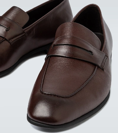 Shop Ermenegildo Zegna L'asola Leather Loafers In Brown
