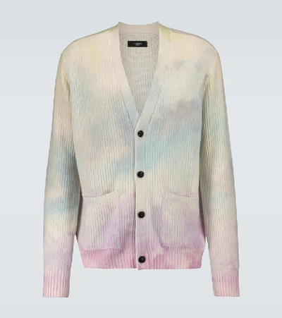 Shop Amiri Tie-dyed Cashmere-blend Cardigan In Multicoloured