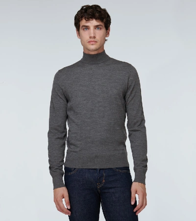 Shop Tom Ford Wool Mock Neck Sweater In Grey