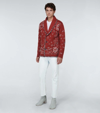 Shop Alanui Bandana Jacquard Cardigan In Red