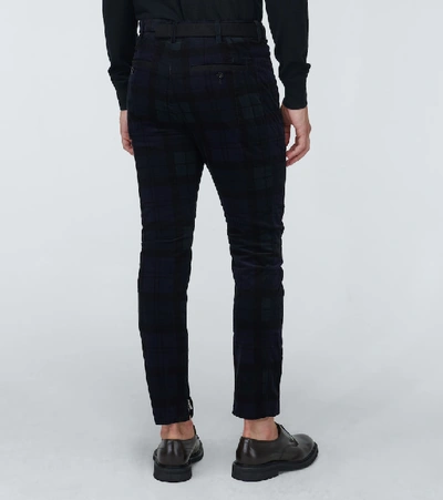 Shop Sacai Checked Corduroy Slim-fit Pants In Green