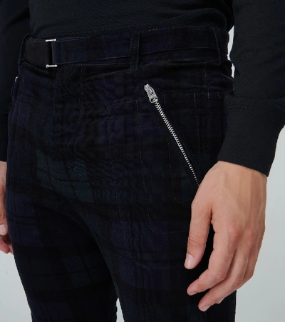 Shop Sacai Checked Corduroy Slim-fit Pants In Green