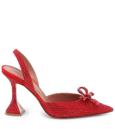 Shop Amina Muaddi Rosie Crystal-embellished Pumps In Red