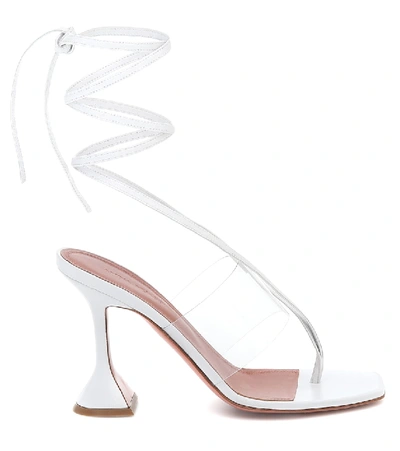 Shop Amina Muaddi Zula Pvc-trimmed Leather Sandals In White