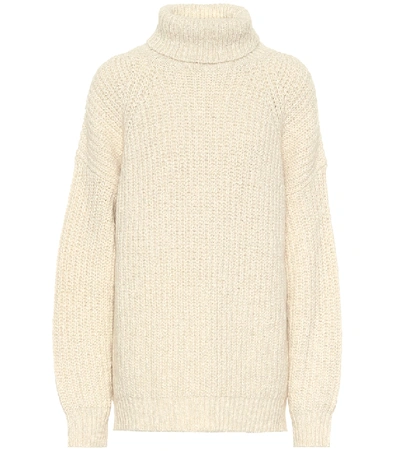 Shop Isabel Marant Étoile Tonya Cotton-blend Turtleneck Sweater In Beige