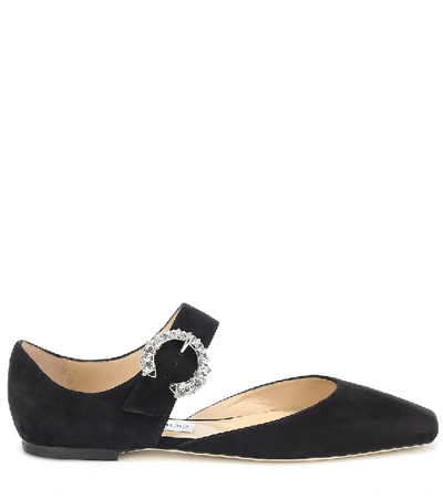 Shop Jimmy Choo Gin Suede Ballet Flats In Black