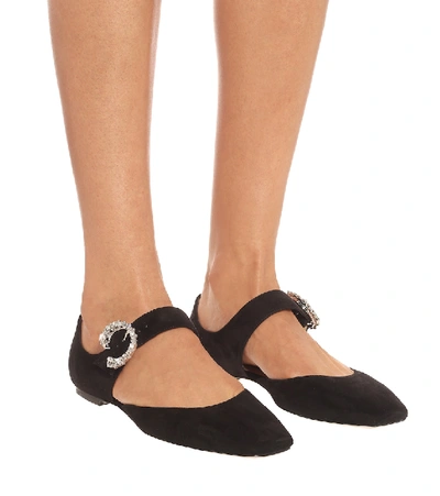 Shop Jimmy Choo Gin Suede Ballet Flats In Black