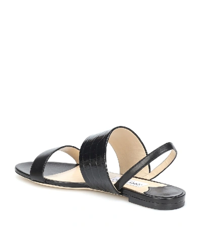 Shop Jimmy Choo Seia Croc-effect Leather Sandals In Black