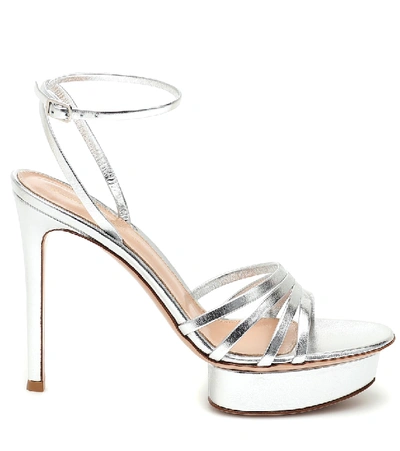 Shop Gianvito Rossi Leather Platform Sandals In Silver
