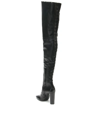 Shop Saint Laurent 76 Leather Over-the-knee Boots In Black