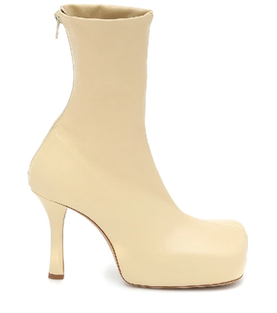 Shop Bottega Veneta Bold Leather Platform Ankle Boots In Yellow