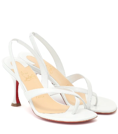 Shop Christian Louboutin Taralita Leather Slingback Sandals In White