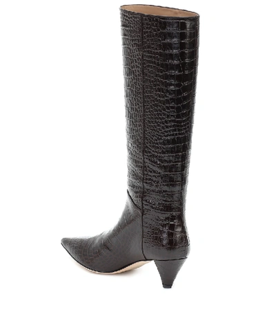 Shop Joseph Croc-effect Leather Knee-high Boots In Brown