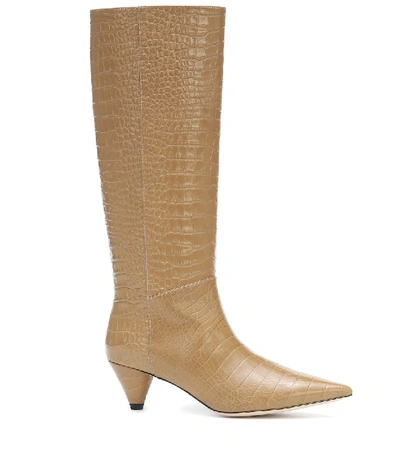 Shop Joseph Croc-effect Knee-high Boots In Brown