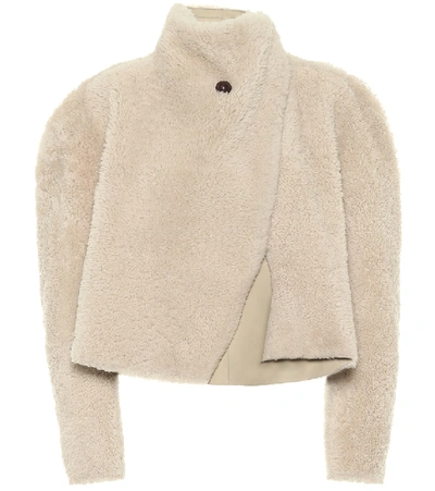 Shop Isabel Marant Acaciae Shearling Cropped Jacket In Neutrals