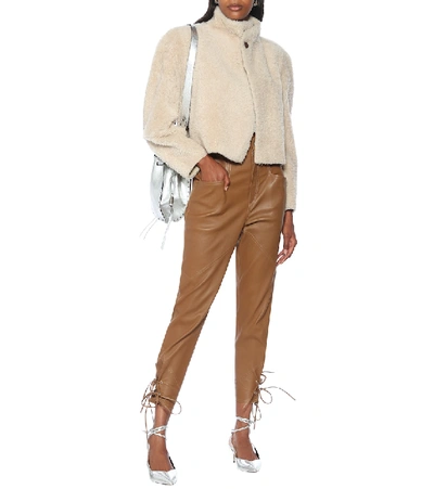 Shop Isabel Marant Acaciae Shearling Cropped Jacket In Neutrals