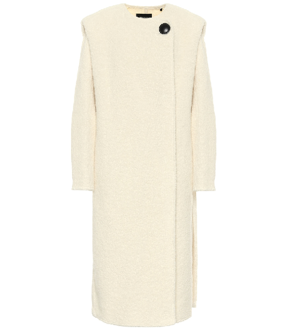 white boucle coat