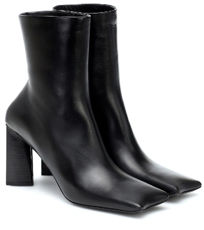 Shop Balenciaga Moon Leather Ankle Boots In Black