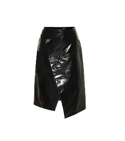 Shop Marni Patent Faux Leather Midi Skirt In Black