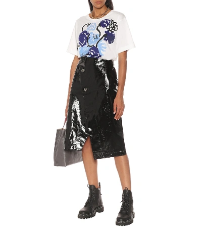 Shop Marni Patent Faux Leather Midi Skirt In Black